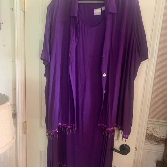 Women’s deep purple maxi dress with jacket - Picture 3 of 7